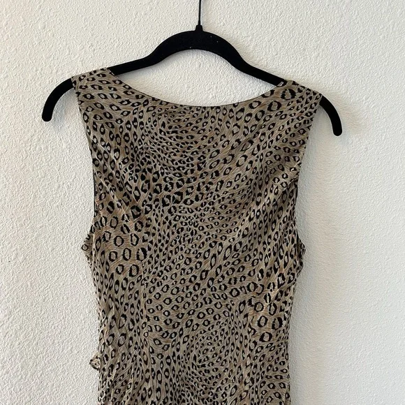 Vtg 90s Y2k Silk Animal Print  Ruffle Asymmetric Hem Fairy Grunge Size 4/6? - Picture 7 of 11